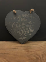 Large Bespoke Engraved Heart Shaped Slate Decoration
