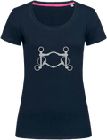Ladies Fitted Crew Neck T-Shirt with Glitter design - Dressage Designs