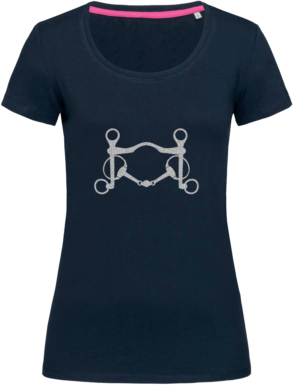 Ladies Fitted Crew Neck T-Shirt with Glitter design - Dressage Designs