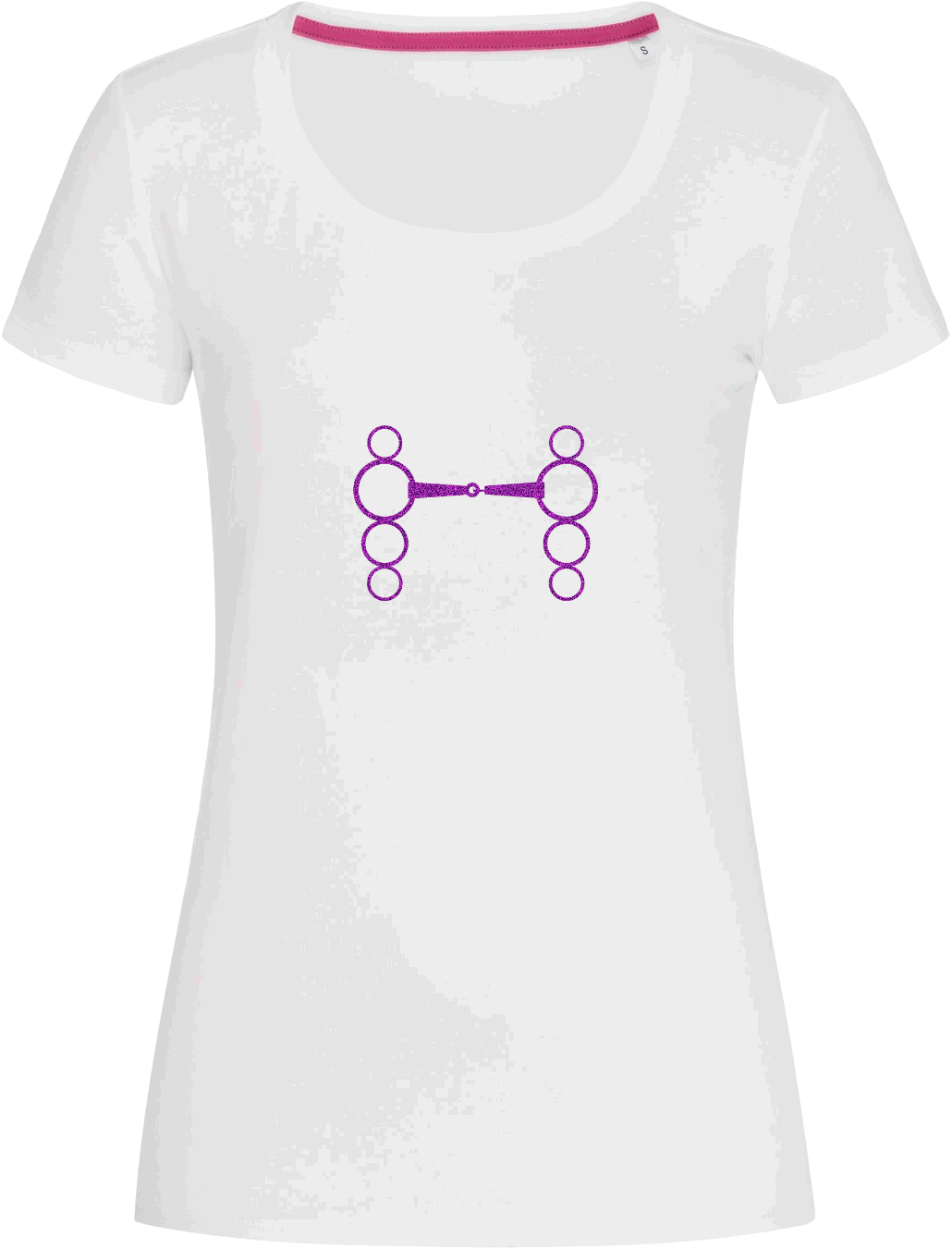 Ladies Fitted Crew Neck T-Shirt with Glitter design - Dressage Designs