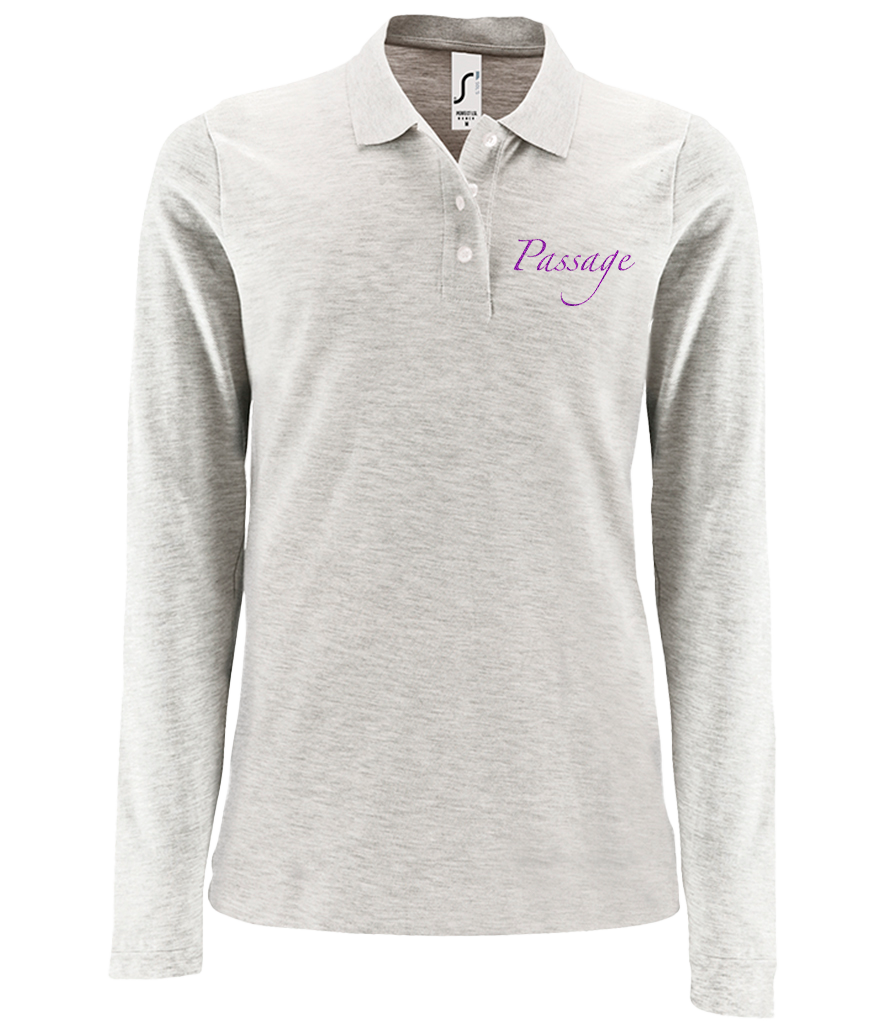 Ladies Long Sleeve Polo with Glitter design - Dressage Designs