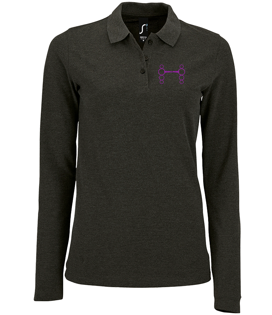 Ladies Long Sleeve Polo with Glitter design - Dressage Designs