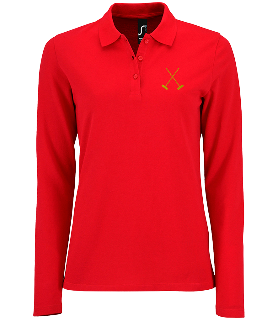 Ladies Long Sleeve Polo with Glitter design - Dressage Designs