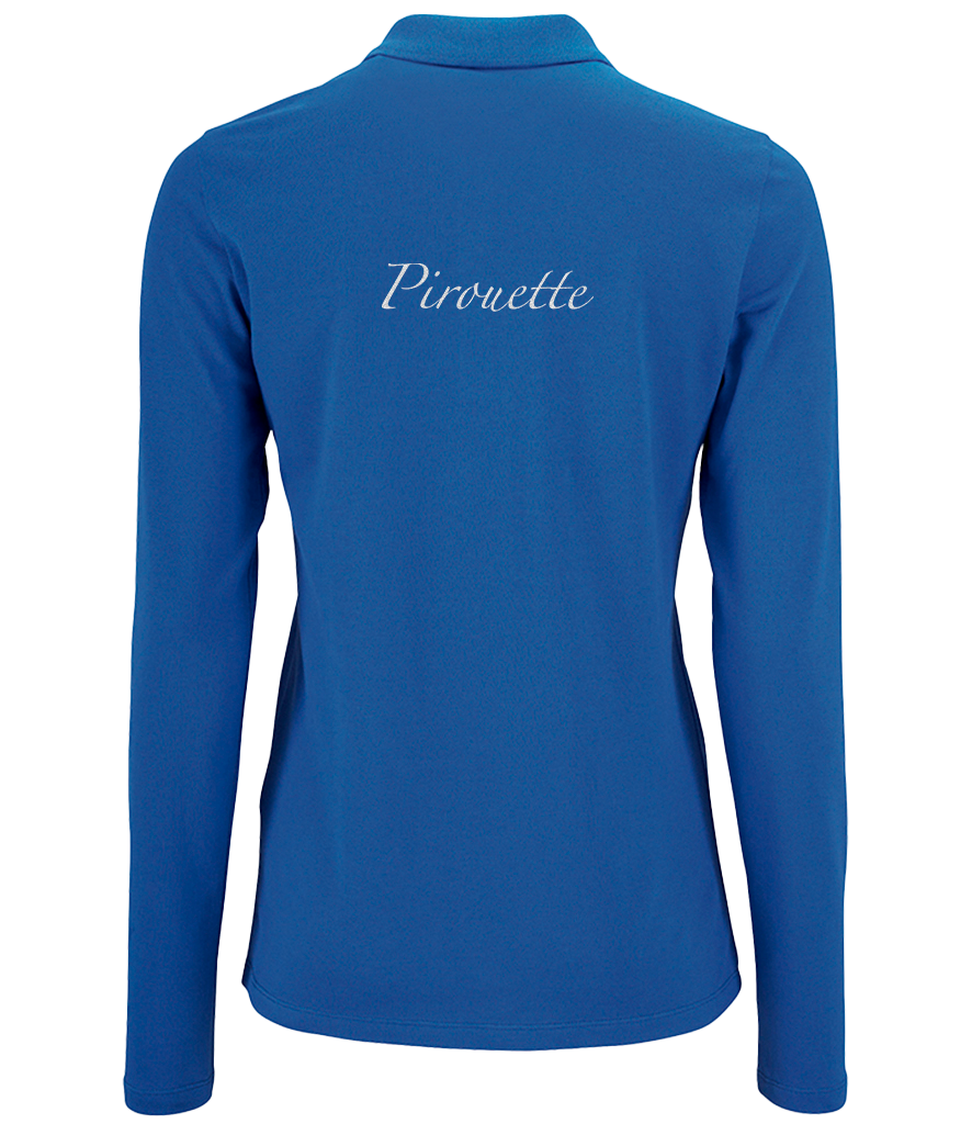 Ladies Long Sleeve Polo with Glitter design - Dressage Designs