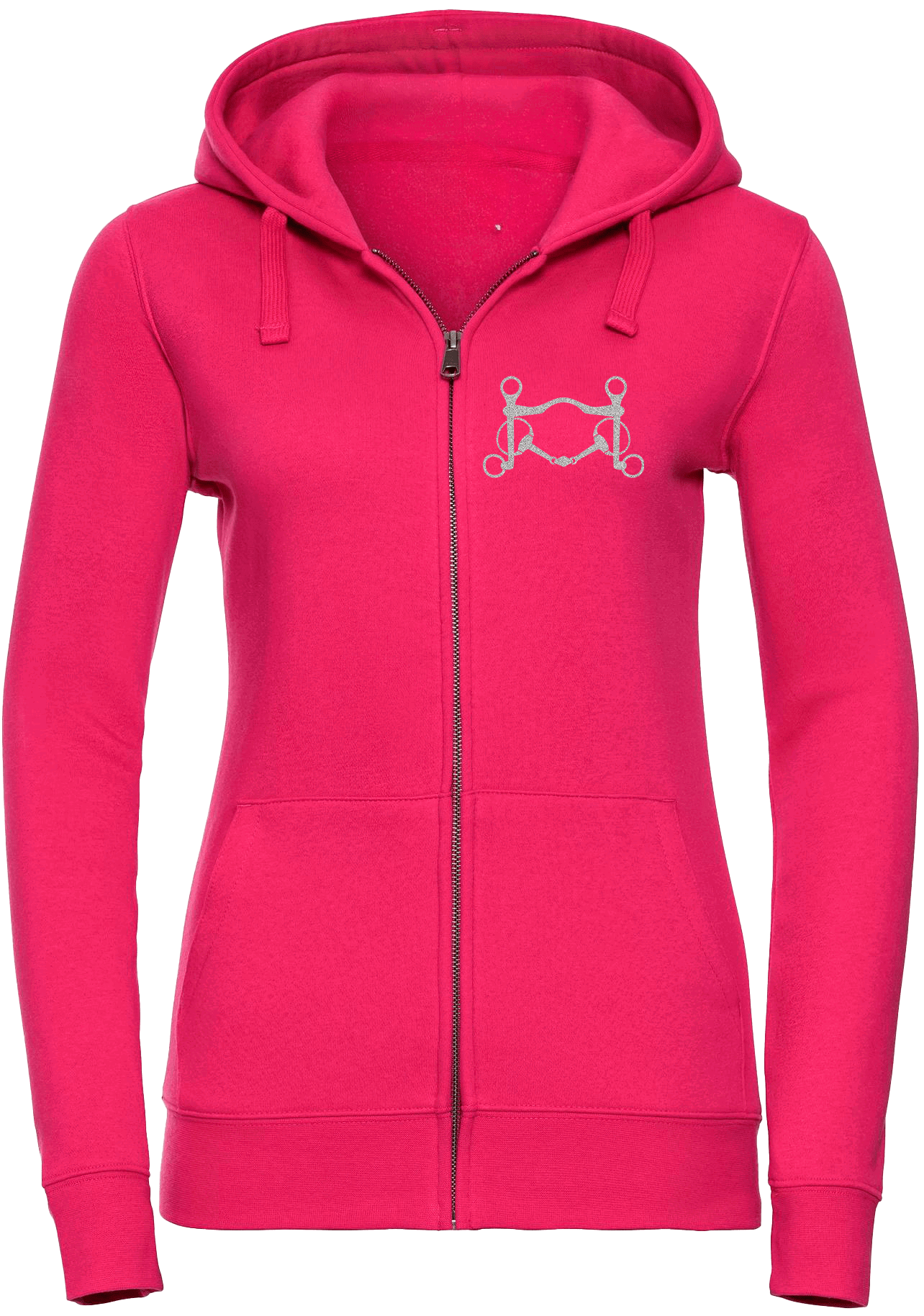 Ladies Zipped hoodie with Glitter design - Dressage Designs