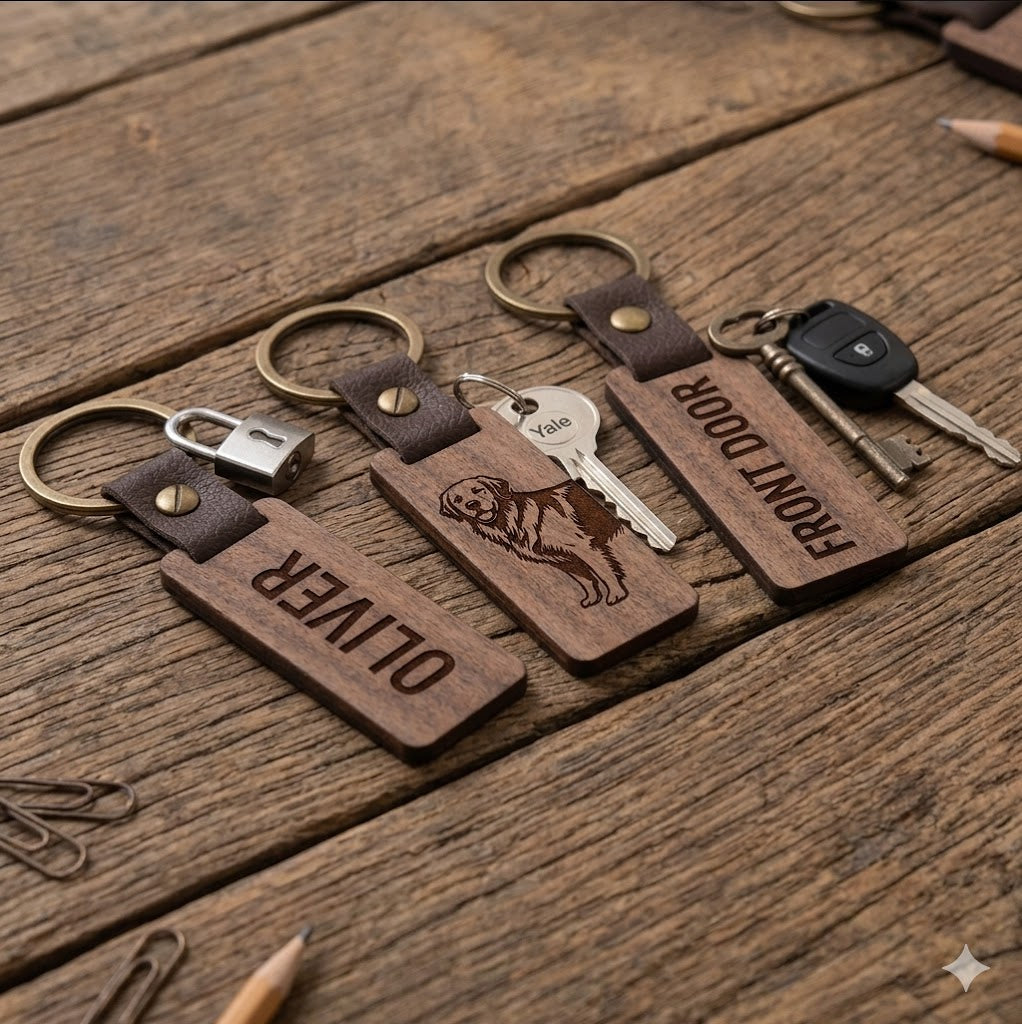 Laser Engraved Wooden Keyrings