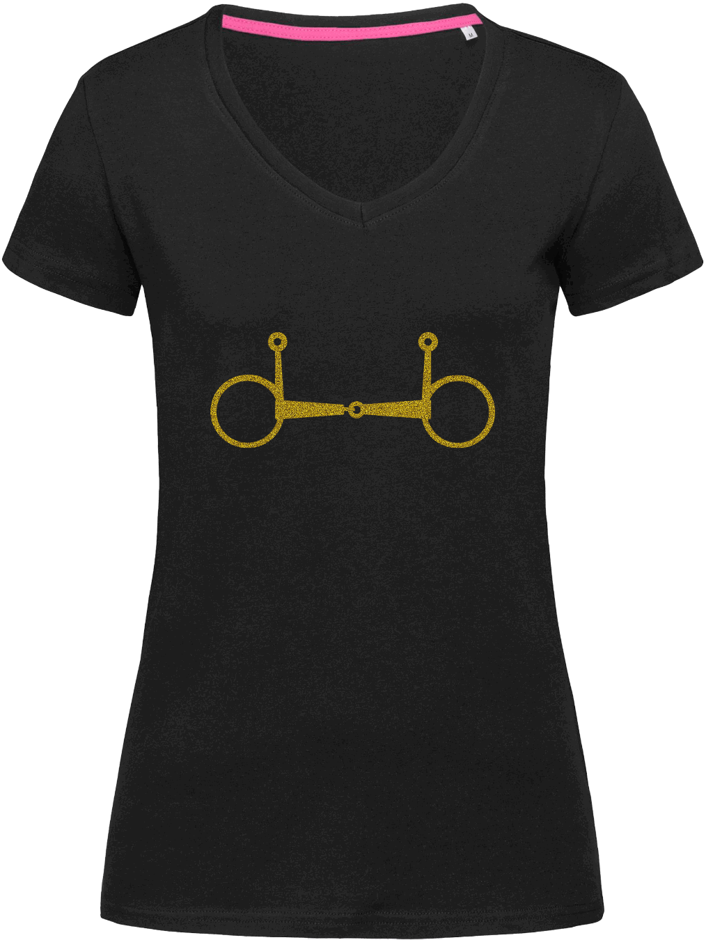 Ladies Fitted V-Neck T-shirt with Glitter design - Dressage Designs
