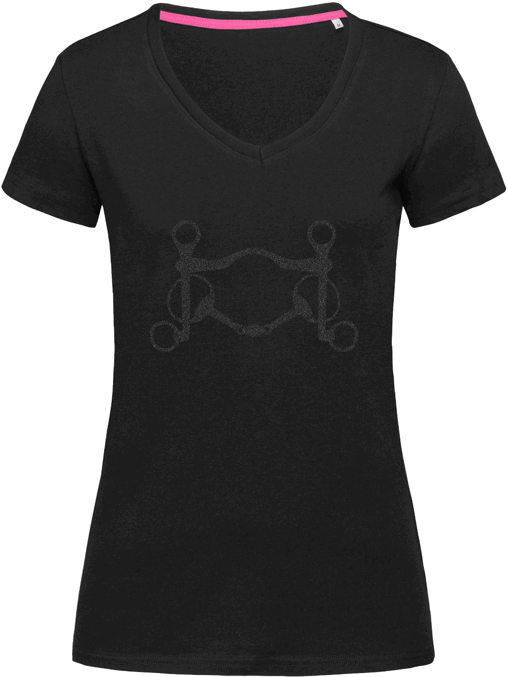 Ladies Fitted V-Neck T-shirt with Glitter design - Dressage Designs