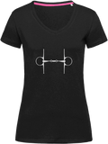 Ladies Fitted V-Neck T-shirt with Glitter design - Dressage Designs