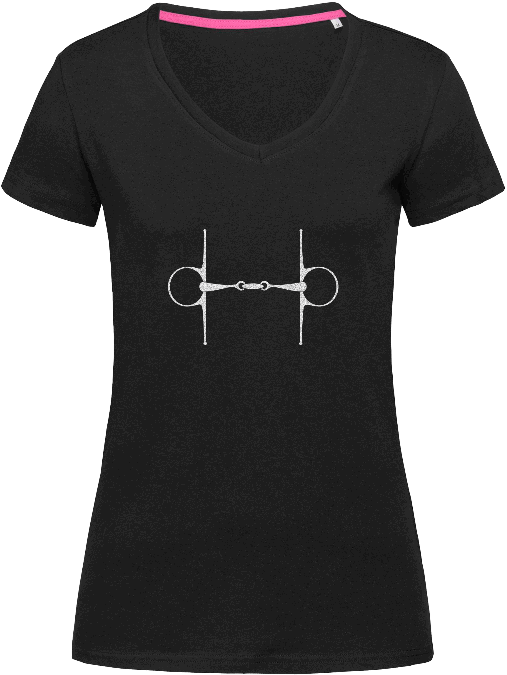 Ladies Fitted V-Neck T-shirt with Glitter design - Dressage Designs