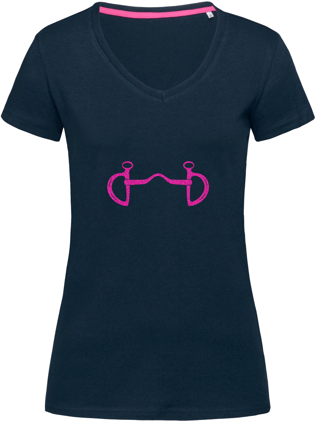 Ladies Fitted V-Neck T-shirt with Glitter design - Dressage Designs