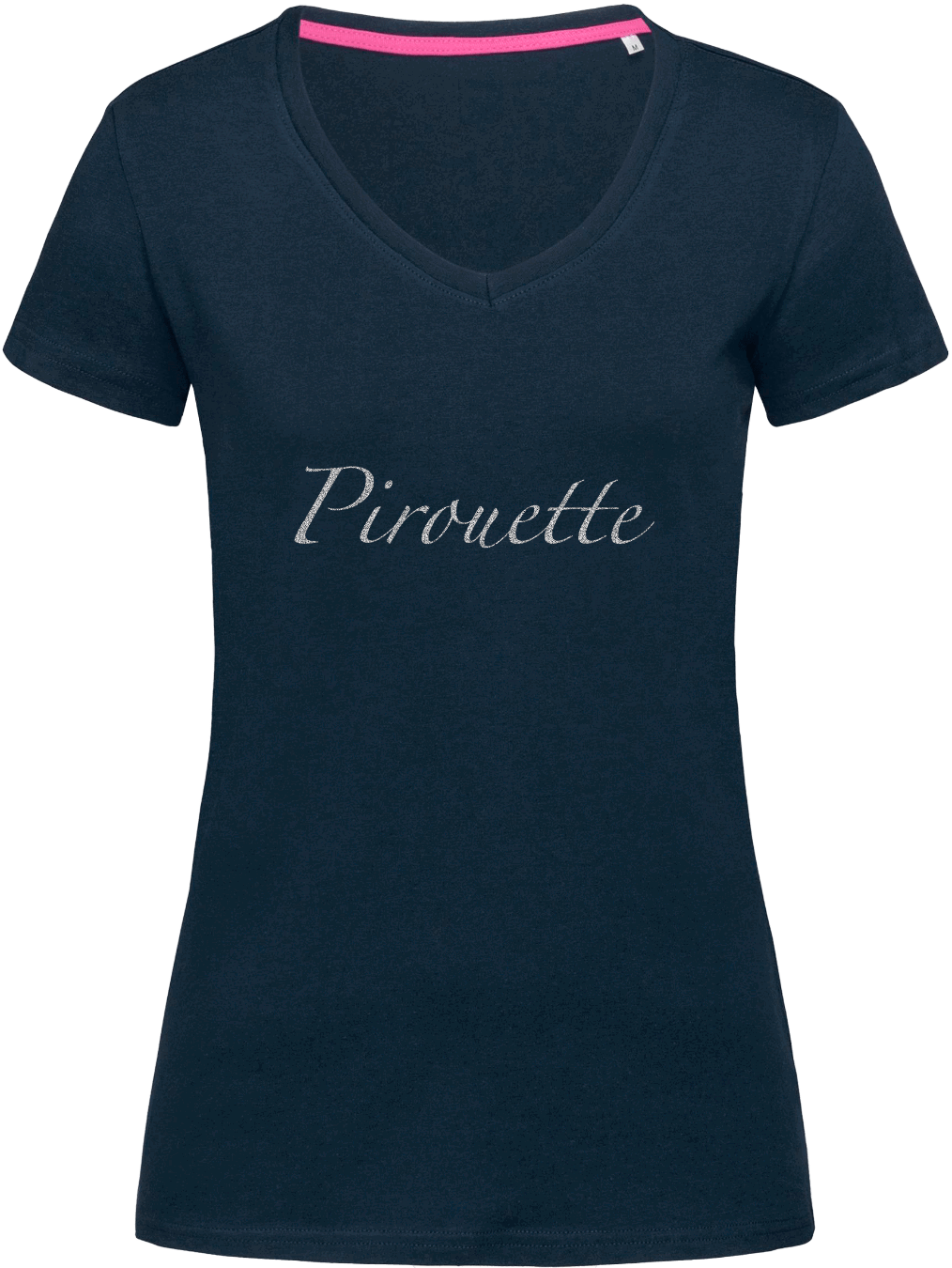 Ladies Fitted V-Neck T-shirt with Glitter design - Dressage Designs