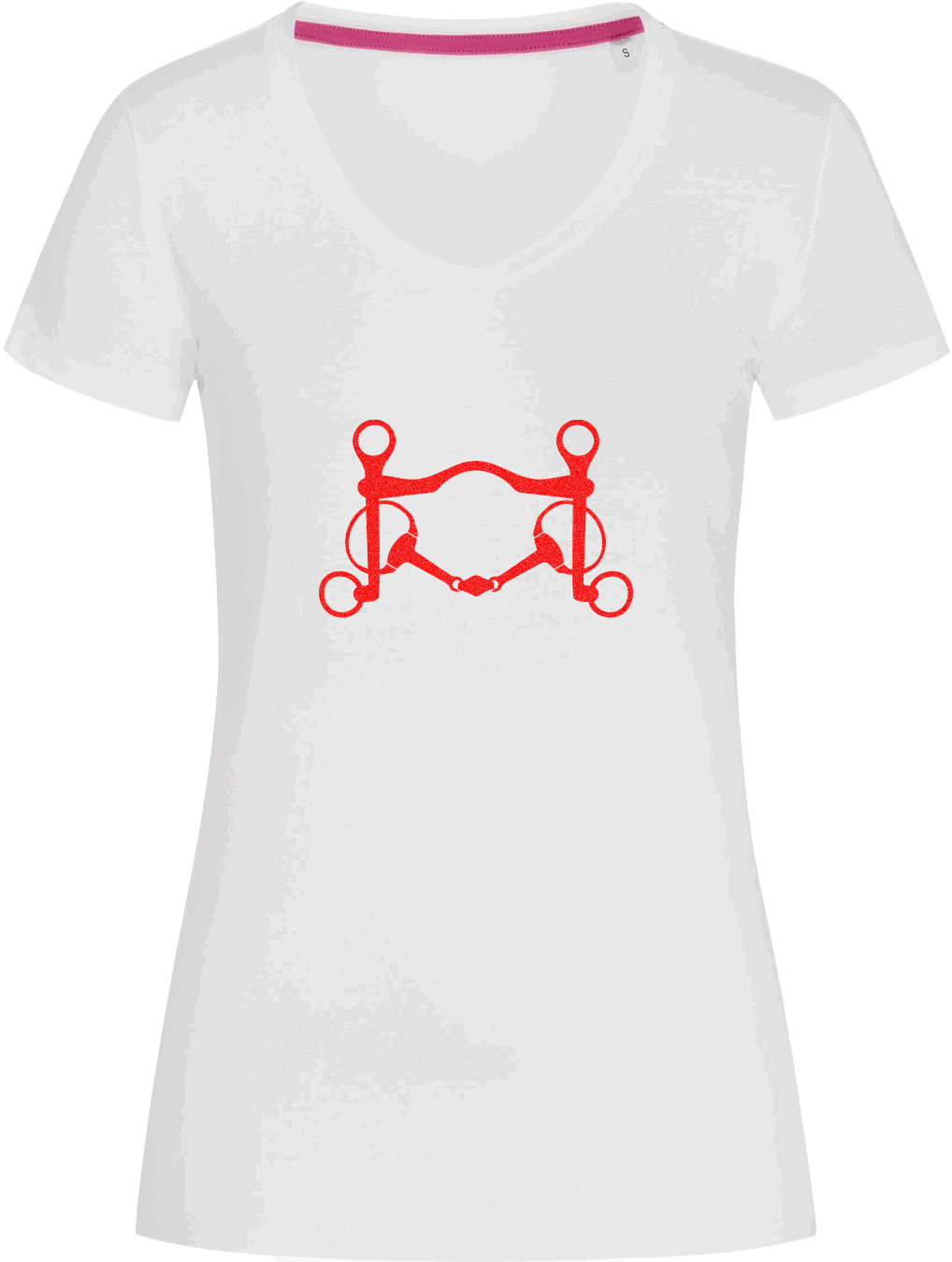 Ladies Fitted V-Neck T-shirt with Glitter design - Dressage Designs