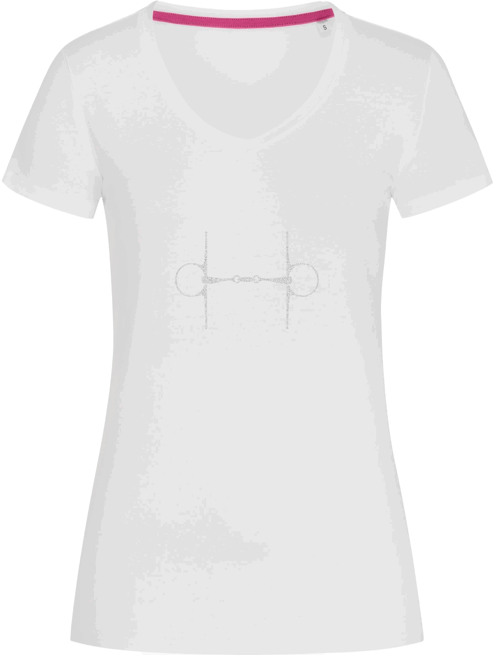 Ladies Fitted V-Neck T-shirt with Glitter design - Dressage Designs