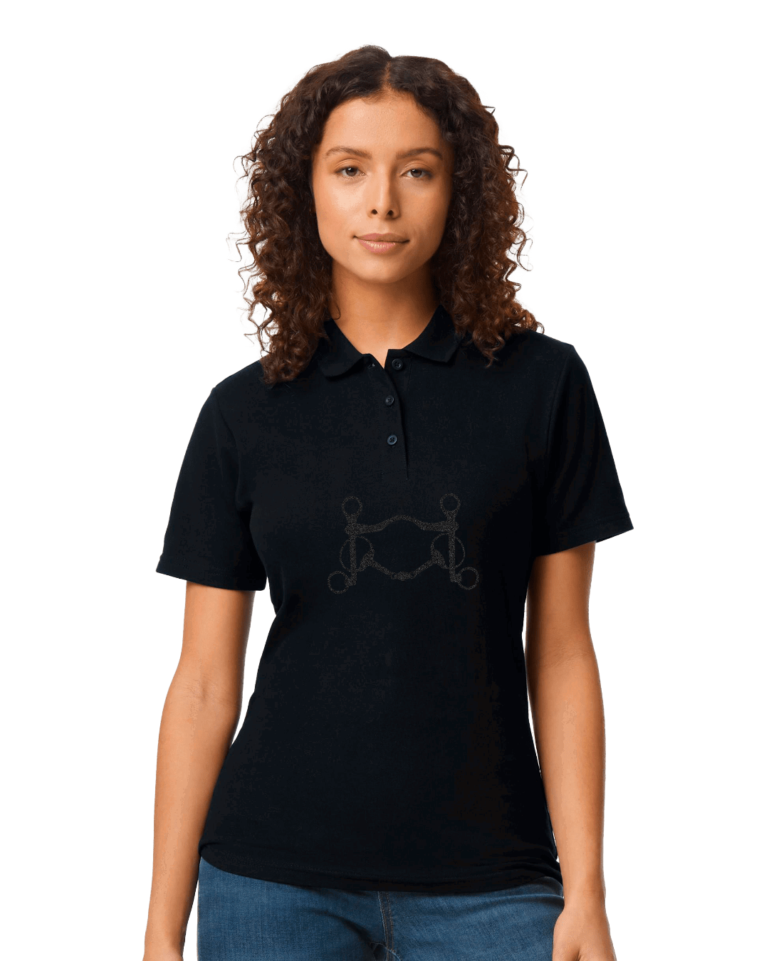 Ladies Polo shirt with Glitter design - Dressage Designs