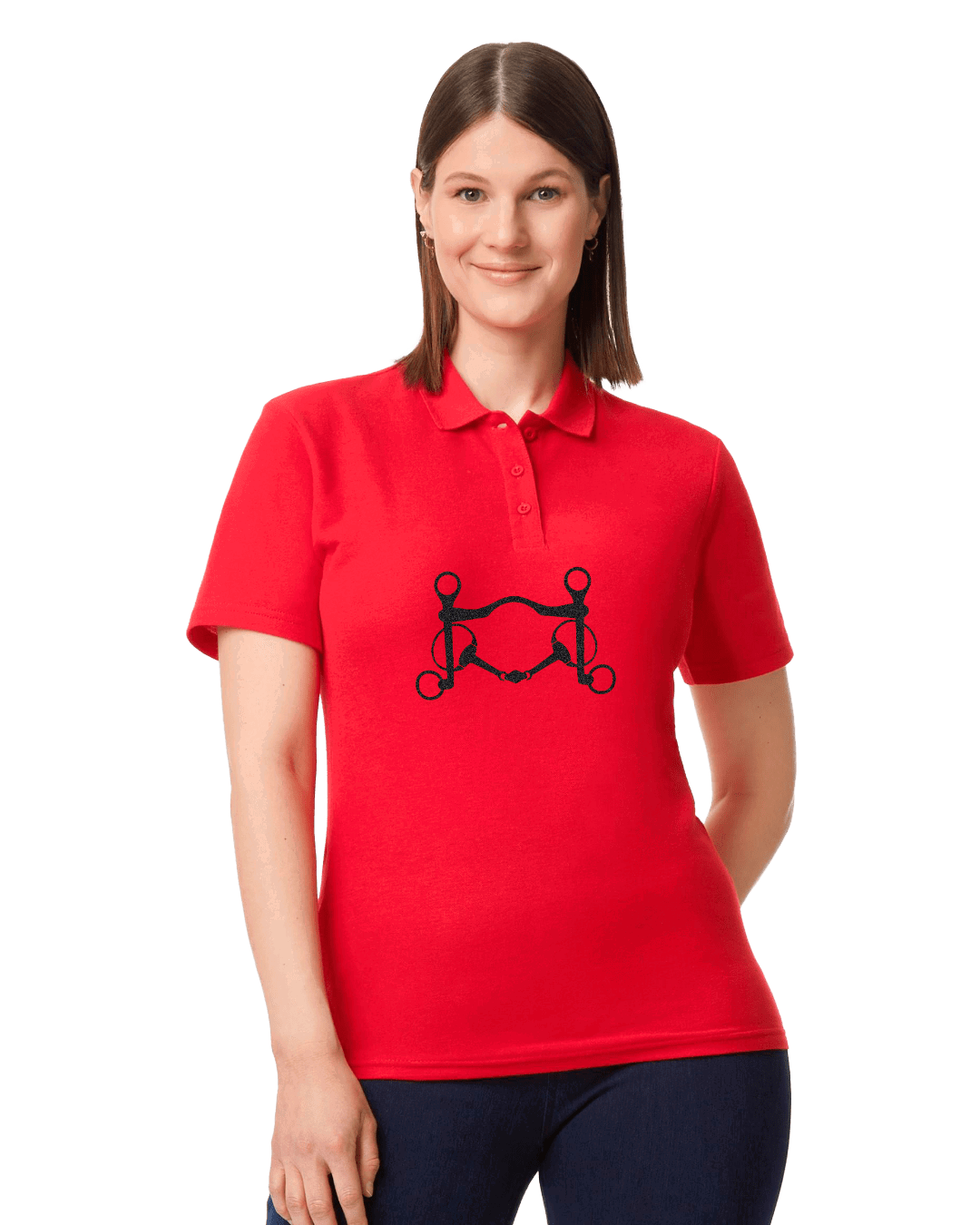 Ladies Polo shirt with Glitter design - Dressage Designs