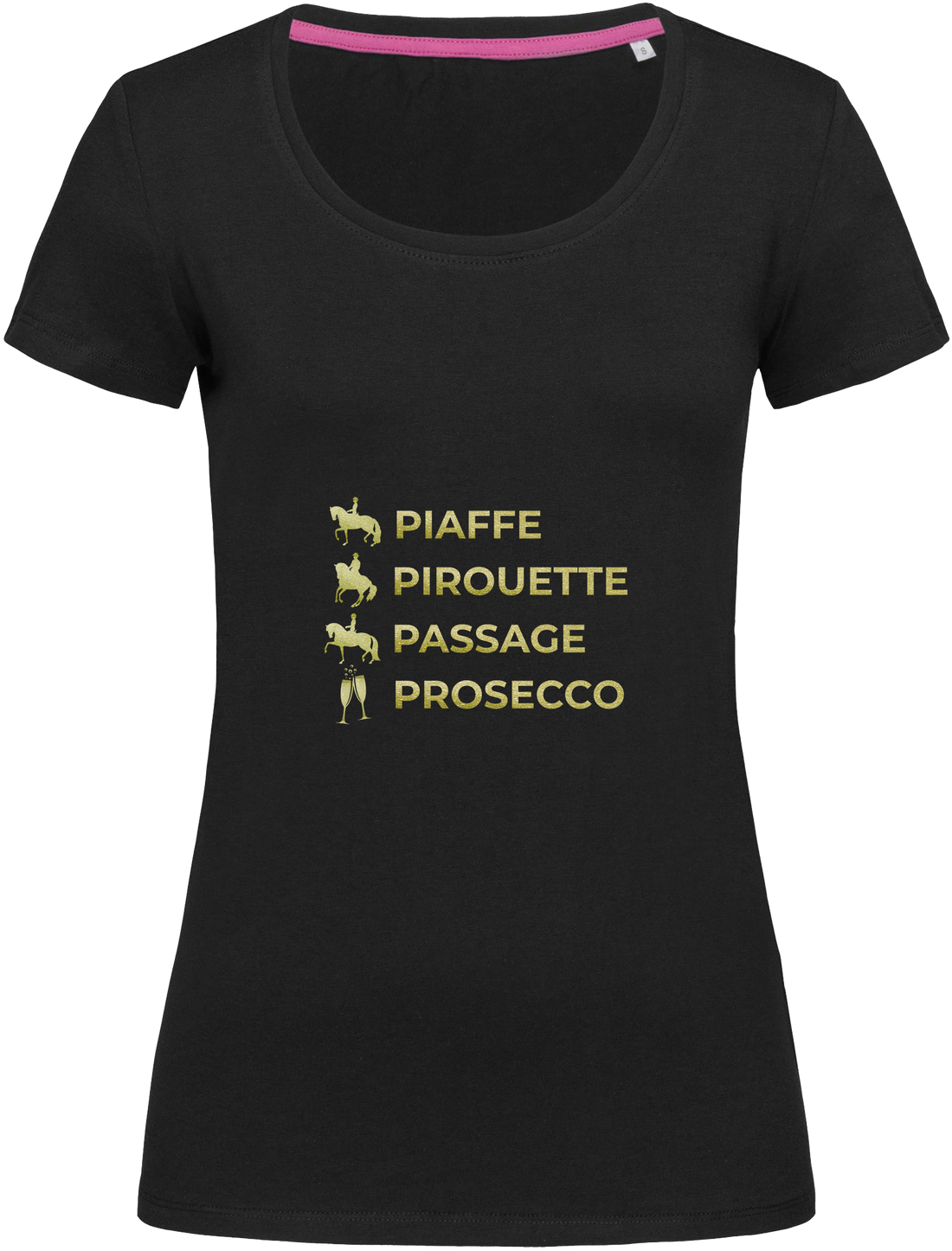 Ladies Fitted Crew Neck T-Shirt - Dressage & Prosecco