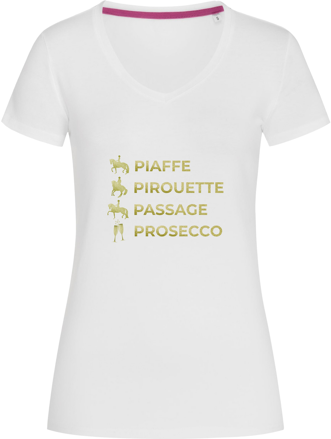 Ladies Fitted V-Neck T-shirt - Dressage & Prosecco